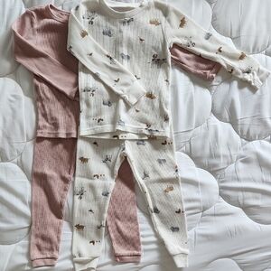 Cozy Kids Pajama Set - Cream and Pink